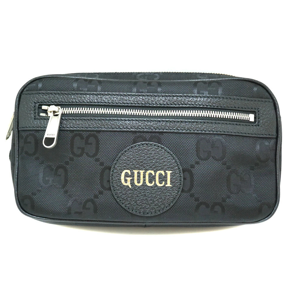 GUCCI Belt Bag Body Bum Crossbody Belt Waist Clutch Canvas GG Black